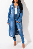 Longline Button-Front Denim Jacket