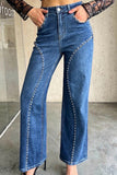 Studded Straight-Leg Jeans