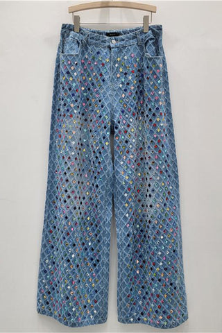 Rhinestone Straight-Leg Jeans