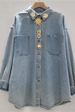 Button-Front Embellished Shirt