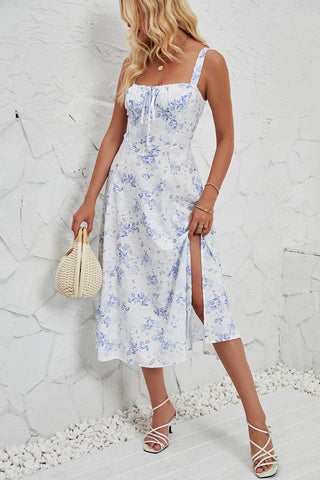 Floral Print Sundress with Slit Detail