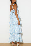 Tiered Floral Evening Gown