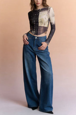 High-Waist Straight Denim Jeans