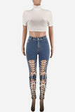 Lace-Up Cutout Straight Jeans