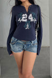 Button-Front Graphic Long-Sleeve Shirt