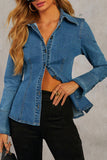 Tailored Button-Front Denim Shirt