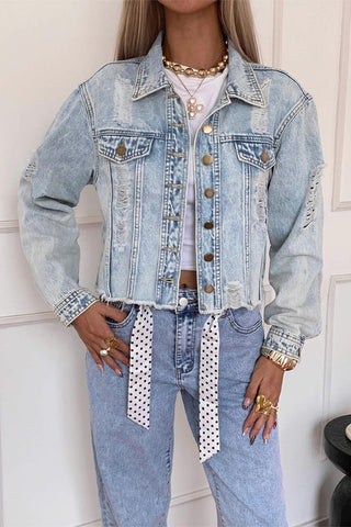 Distressed Casual Denim Jacket