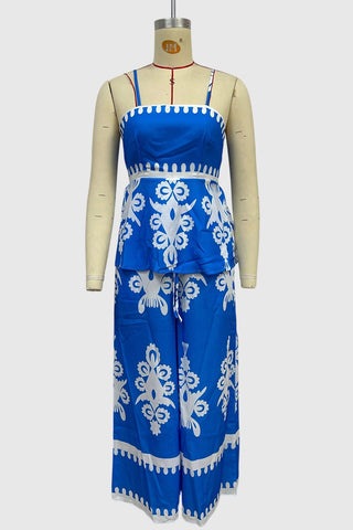 Boho Print Smocked Tank and Pants Set