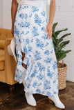 Ruffle Split Floral Maxi Skirt