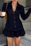Button-Front Skirt Set