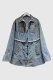 Embellished Button-Front Denim Jacket
