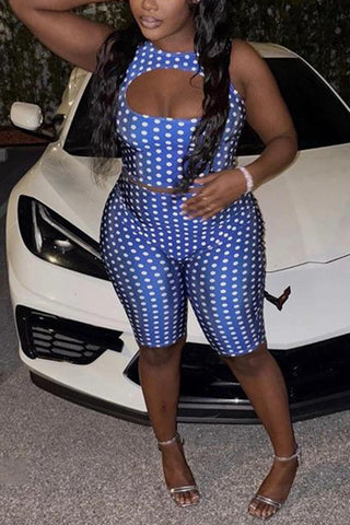Polka Dot Sleeveless Shorts Set
