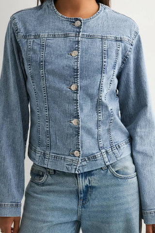 Button-Front Denim Jacket