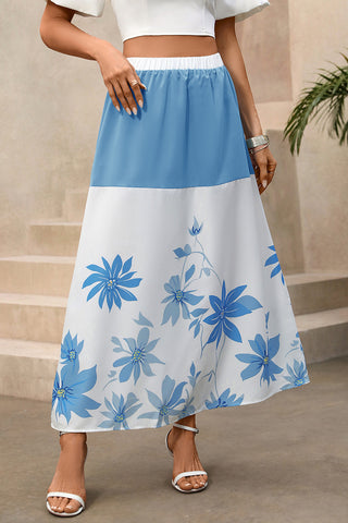 Floral Skirt with High Waist
