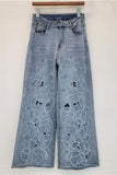 Floral Embellished Straight Leg Jeans