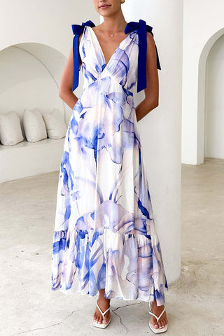 Floral Tie-Shoulder Dress