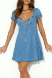 Tie-Front Denim Mini Dress