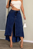 High-Slit Denim Skirt
