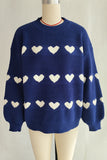 Cozy Heart Pattern Knit Sweater