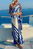 One-Shoulder Striped Maxi Dress