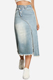 Asymmetrical Denim Midi Skirt