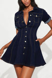 Button-Front Denim Dress