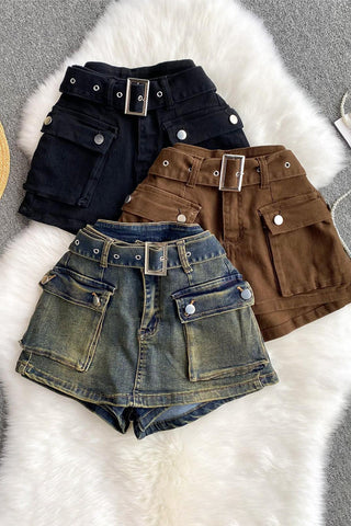 Belted Utility Casual Shorts
