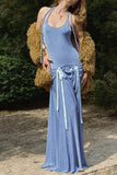 Braided Halter Evening Maxi Dress