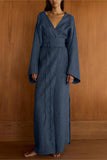 Long Sleeve Wrap Maxi Dress
