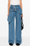 Wide-Leg Denim Jeans with Belt Detail
