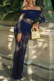 Off-Shoulder Sheer Panel Jumpsuit
