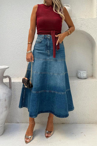 Stylish A-Line Denim Skirt