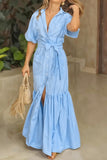 Belted Button-Front Maxi Dress