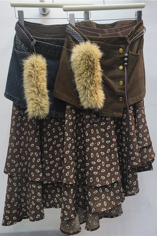 Buttoned Waist Midi Skirt