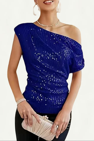 One-Shoulder Sequin Tank Top