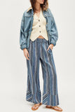 Striped Wide-Leg Casual Pants