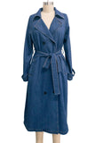 Waist-Tie Denim Trench Coat