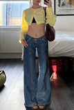 High-Waisted Wide Leg Denim Pants