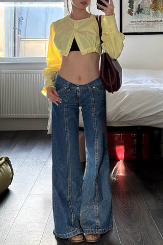 High-Waisted Wide Leg Denim Pants