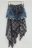Multi-Layered Denim Midi Skirt