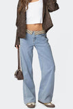 Fold-Over Waist Wide Leg Jeans