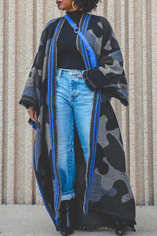 Statement Striped Pattern Poncho