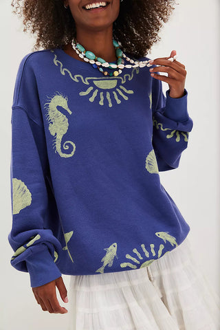 Nautical Motif Pullover Sweater
