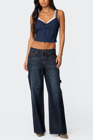 Lace-Trimmed Bow Tank Top