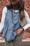 Pleated Patchwork Sleeveless Top
