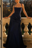 Strappy Ruched Evening Gown
