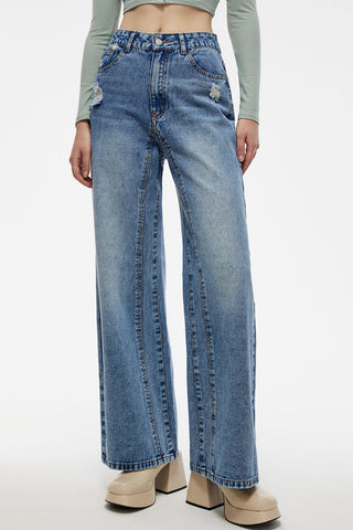 High-Rise Straight Leg Denim Jeans