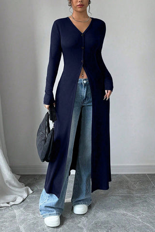 Longline Button-Front Blouse