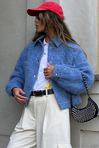 Button-Front Textured Jacket