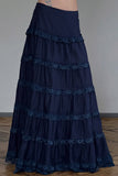 Tiered Lace Trim Casual Skirt